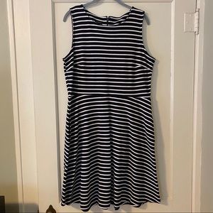 Talbots Black and White Striped Dress